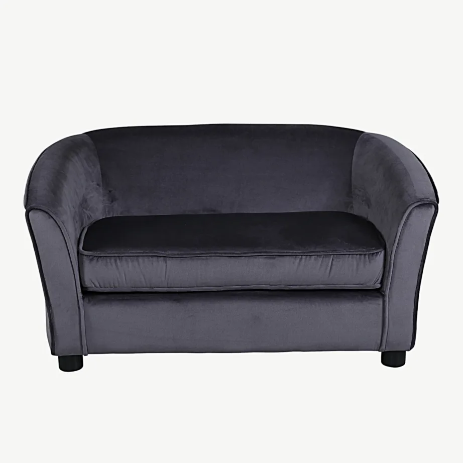 Tumehall sametist laste diivan Måna mustade plastjalgadega, 15551-955 – 2