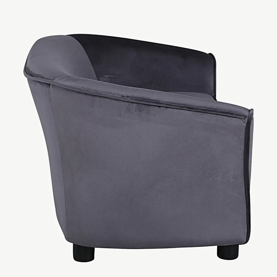 Tumehall sametist laste diivan Måna mustade plastjalgadega, 15551-955 – 3