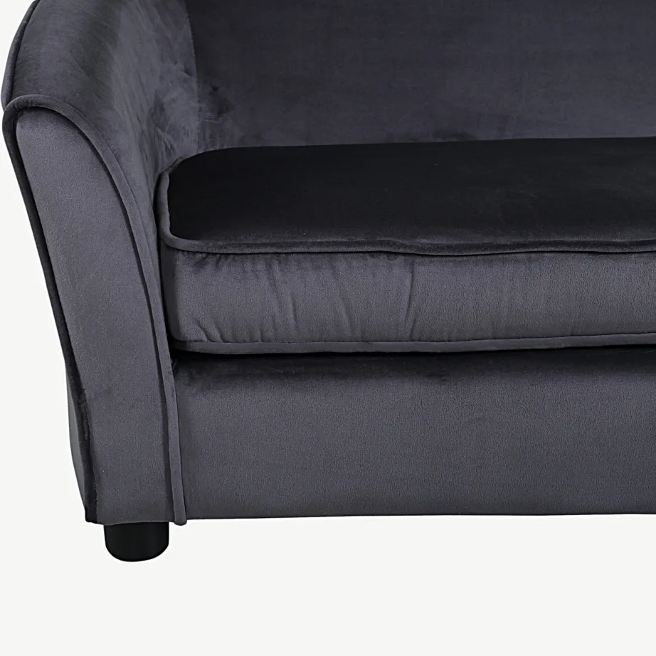 Tumehall sametist laste diivan Måna mustade plastjalgadega, 15551-955 – 6