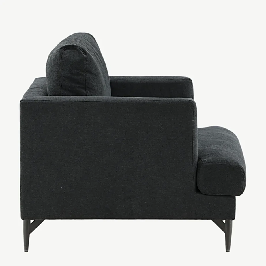 Mustast kangast tugitool Sofia (pulbervärvitud terasjalad), 15554-888 – 2