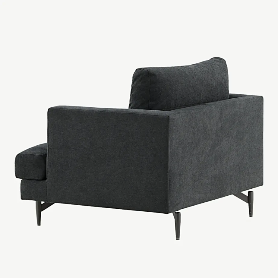 Mustast kangast tugitool Sofia (pulbervärvitud terasjalad), 15554-888 – 5