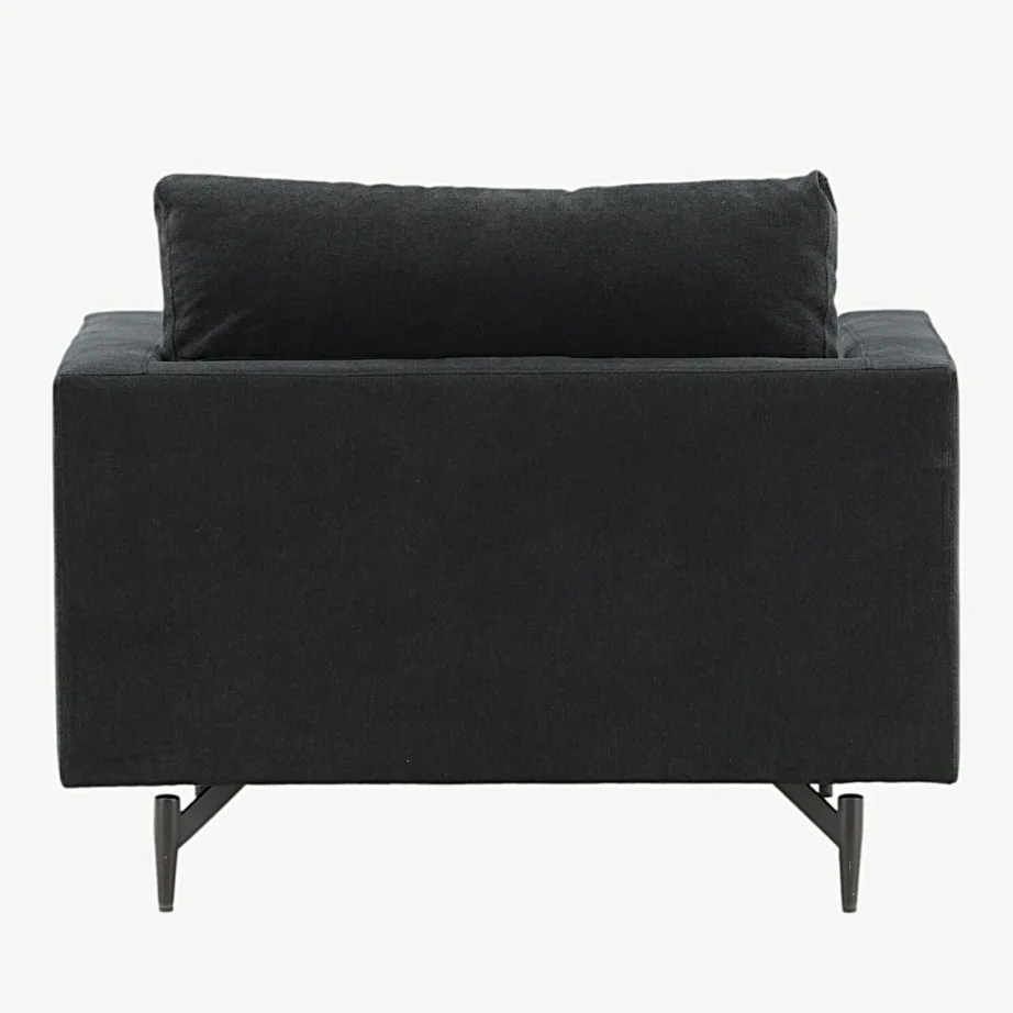 Mustast kangast tugitool Sofia (pulbervärvitud terasjalad), 15554-888 – 6