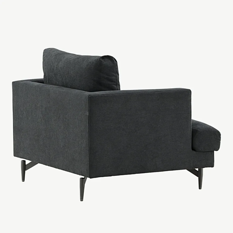 Mustast kangast tugitool Sofia (pulbervärvitud terasjalad), 15554-888 – 7