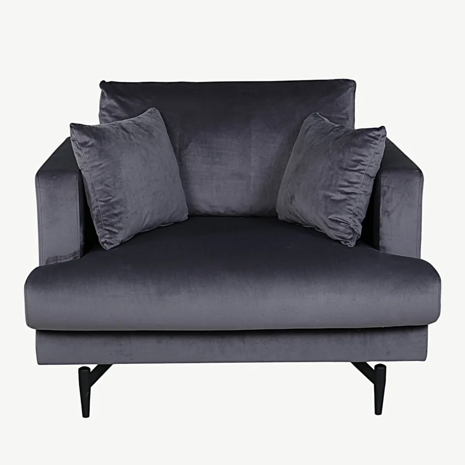 Tumehall sametist tugitool mustade metalljalgadega Sofia kollektsioonist, 15554-955 – 2