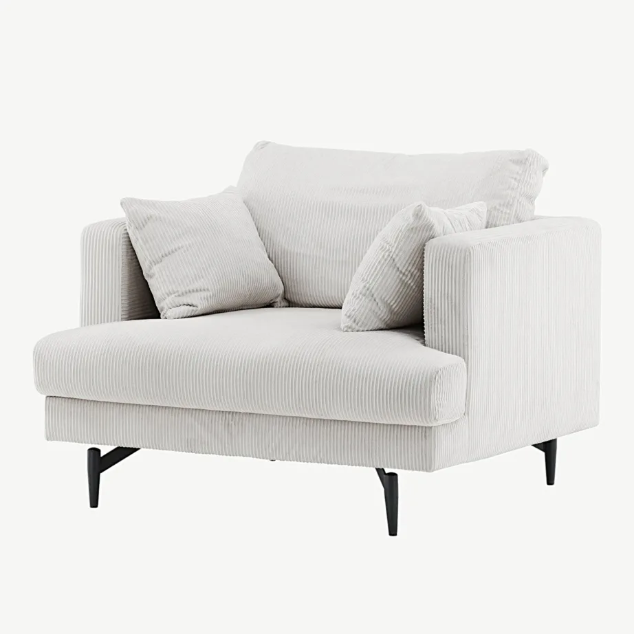 Beežist kordsametist tugitool Sofia mustade terasjalgadega, 15554-995 – 5