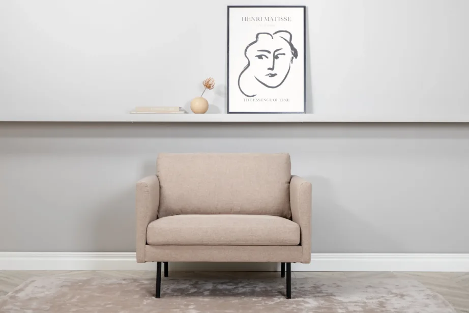 Põhjamaise disainiga beež tugitool Zoom terasjalgadega (polüesterkangas), 15557-657 – 7