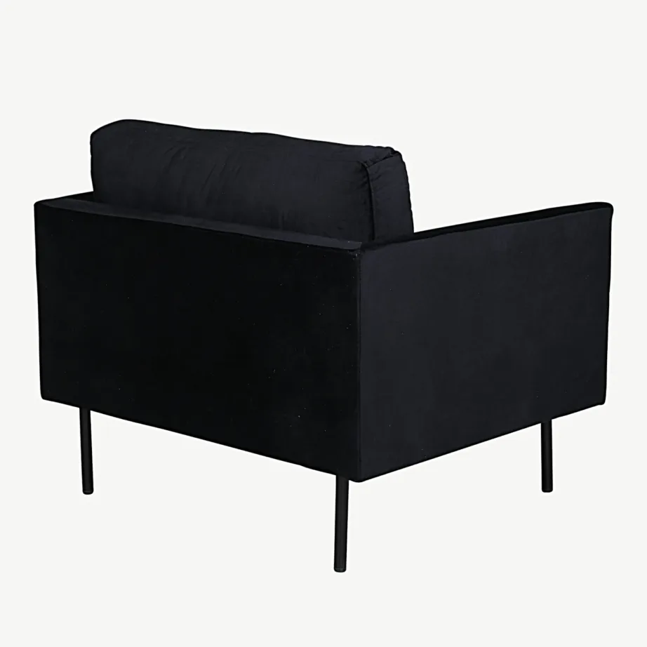 Põhjamaise disainiga must sametist tugitool Zoom, terasjalad, 15557-888 – 4