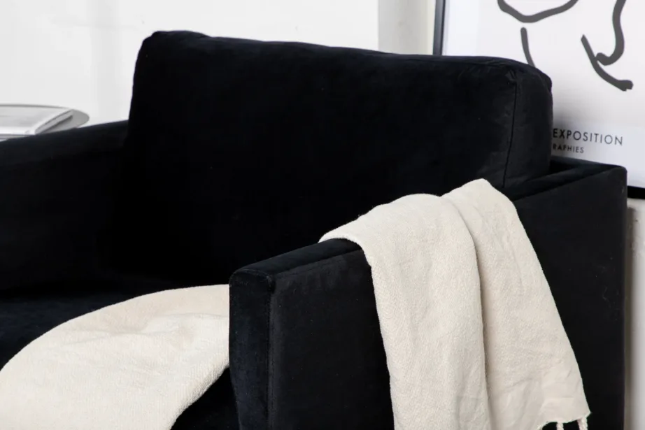 Põhjamaise disainiga must sametist tugitool Zoom, terasjalad, 15557-888 – 12