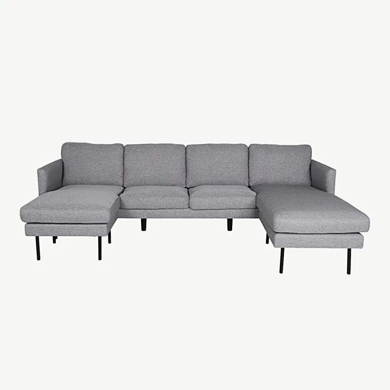 Hall põhjamaine nurkdiivan Zoom (polüestrist, mustad metalljalad, 260 × 154 cm) - 15559-655