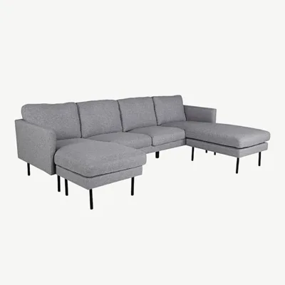 Hall põhjamaine nurkdiivan Zoom (polüestrist, mustad metalljalad, 260 × 154 cm) - 15559-655