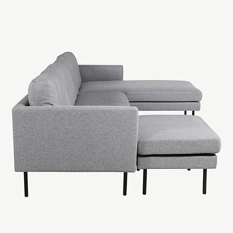 Hall põhjamaine nurkdiivan Zoom (polüestrist, mustad metalljalad, 260 × 154 cm) - 15559-655