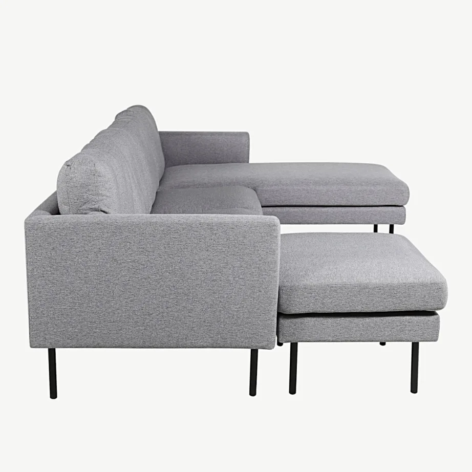 Hall põhjamaine U-kujuline nurgadiivan Zoom (polüestrist, mustad metalljalad, 260 × 154 cm), 15559-655 – 3