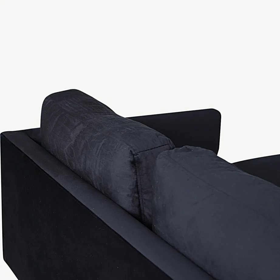 Must sametnurgadiivan Zoom kahe lamamisosaga, mustade terasjalgadega, 15559-888 – 5