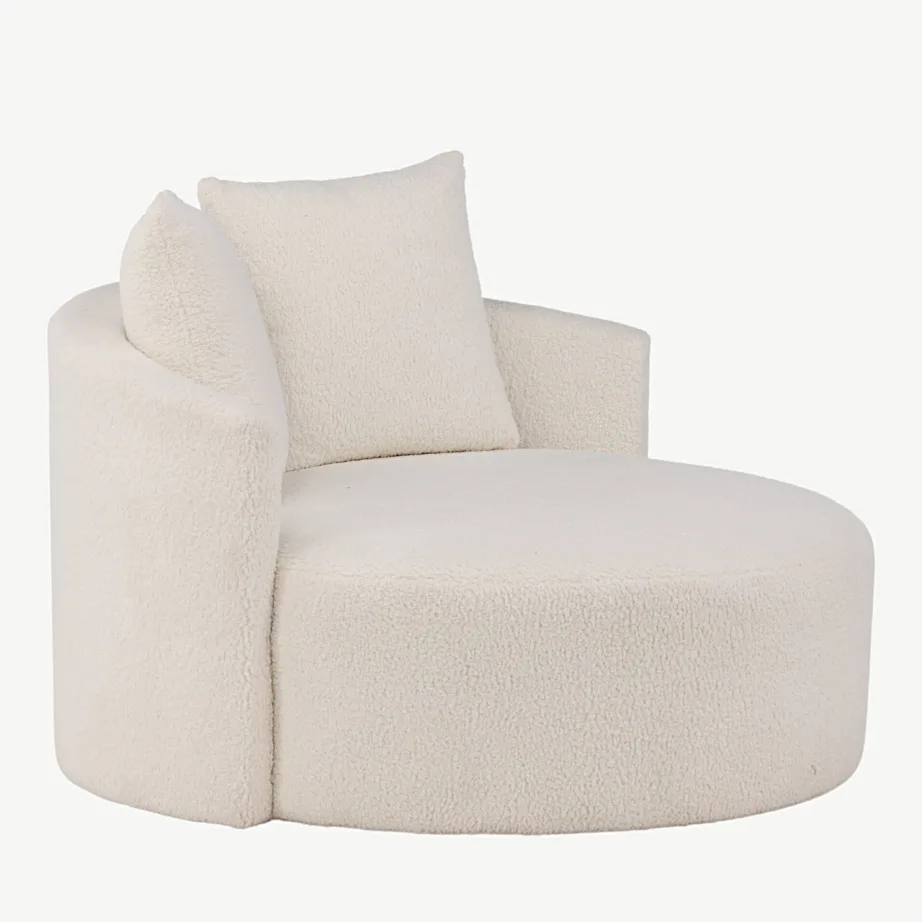 Ümmargune kaheistmeline diivan Kelso valges bukleekangast, mustade jalgadega, 15560-060 – 3