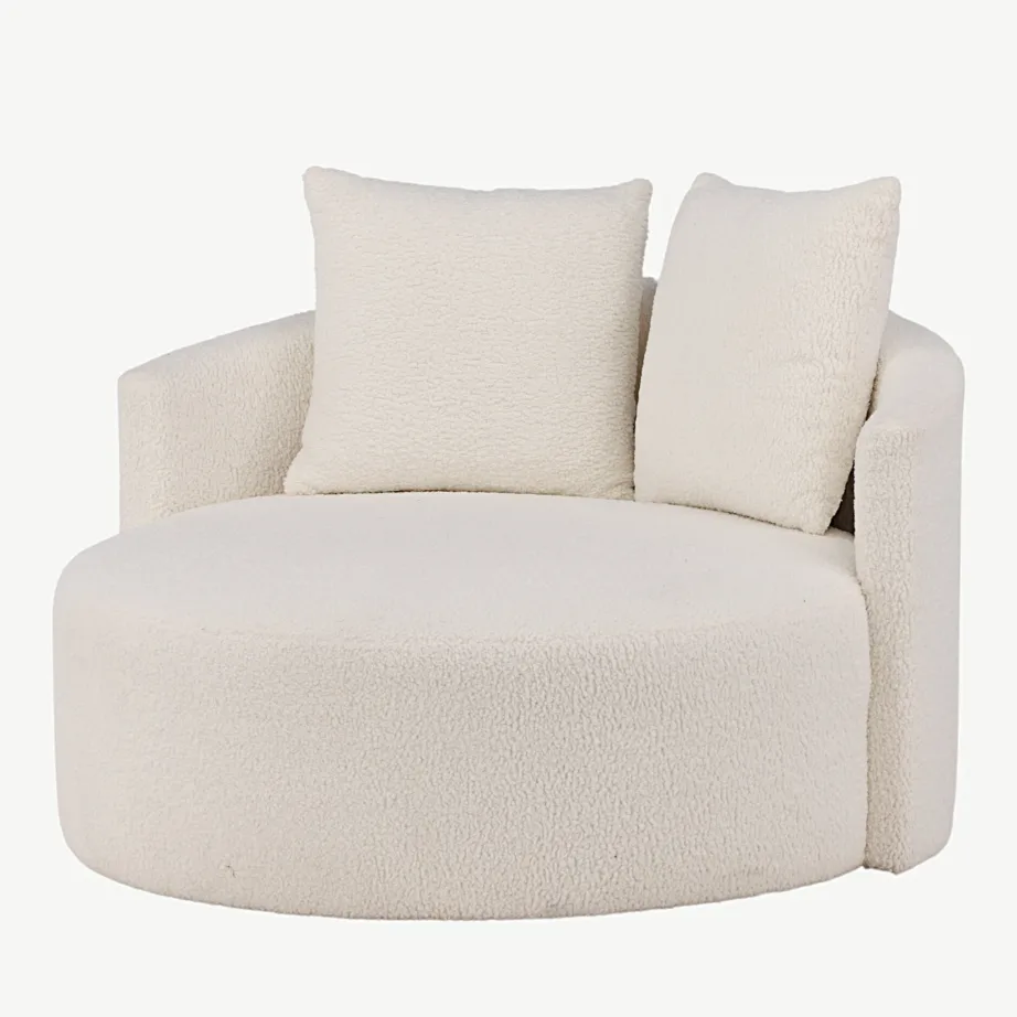 Ümmargune kaheistmeline diivan Kelso valges bukleekangast, mustade jalgadega, 15560-060 – 5