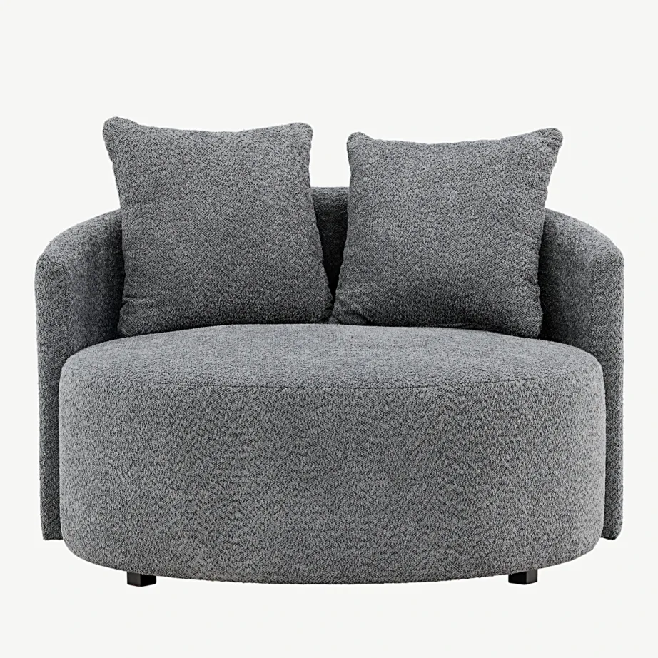 Kelso ümmarguse kujuga 2-kohaline hall tugitool, polüester, mustad jalad, 15560-100 – 4