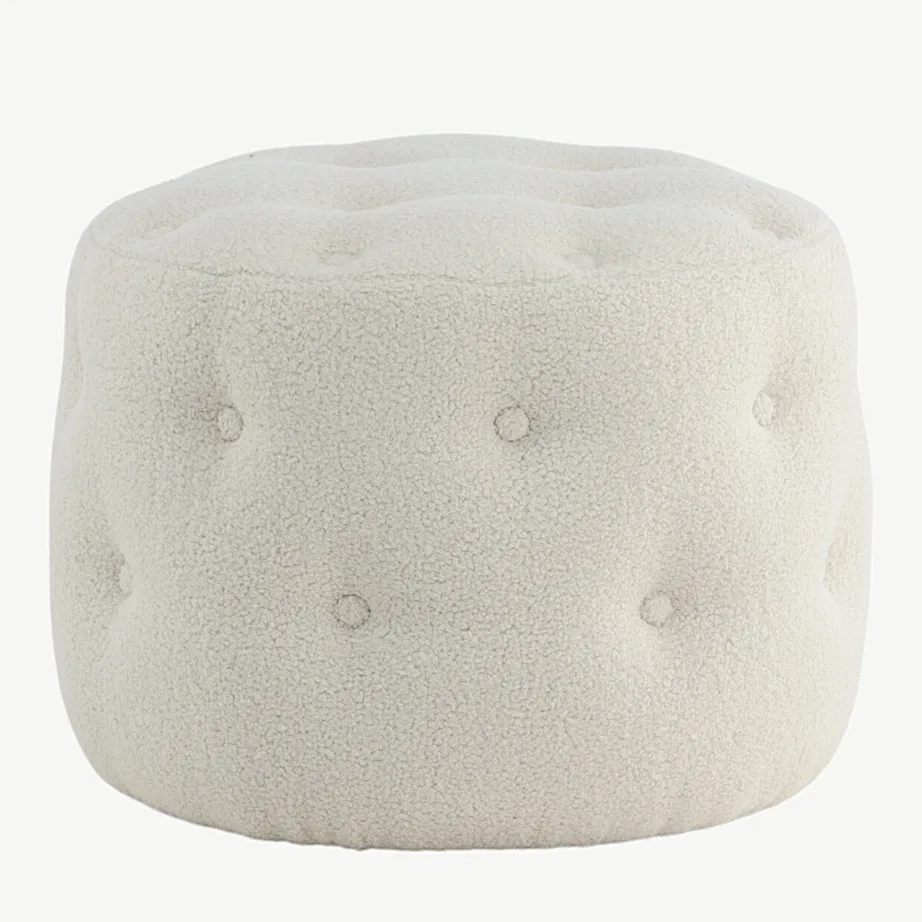 Valge buklee-kangaga ümar tumba Benjamin (Ø55 cm), 15560-400 – 2