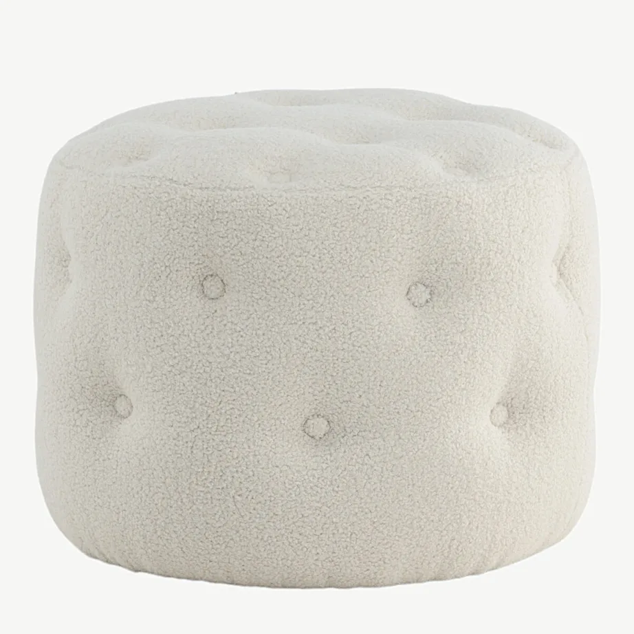 Valge buklee-kangaga ümar tumba Benjamin (Ø55 cm), 15560-400 – 3