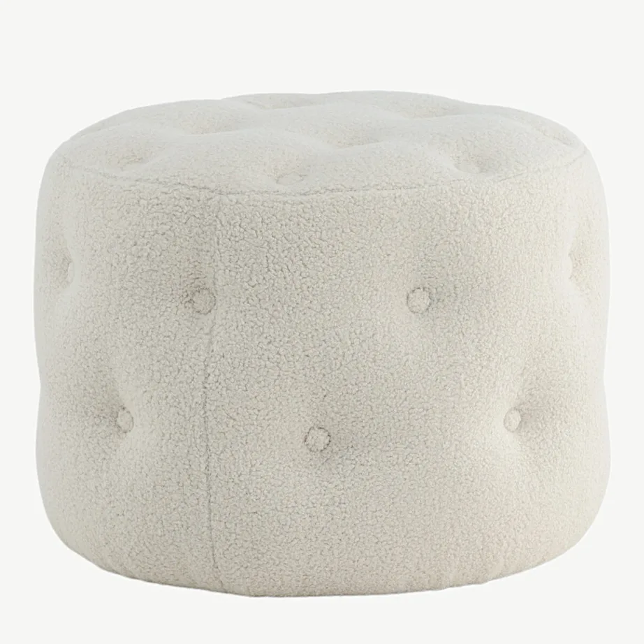 Valge buklee-kangaga ümar tumba Benjamin (Ø55 cm), 15560-400 – 5