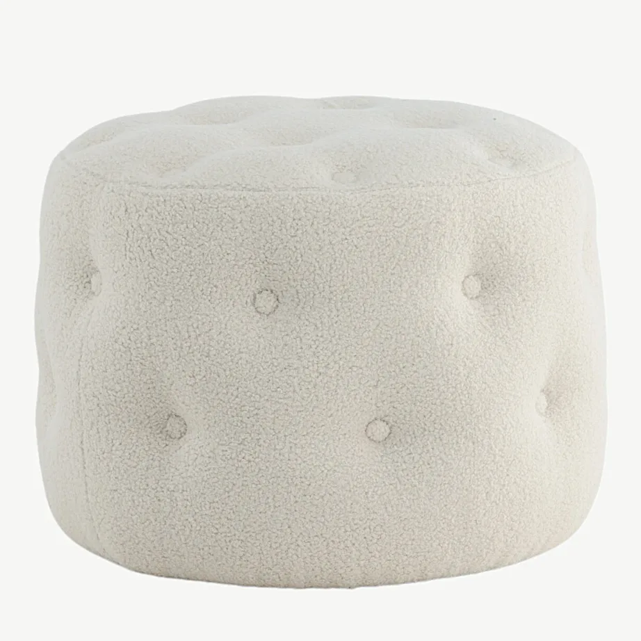 Valge buklee-kangaga ümar tumba Benjamin (Ø55 cm), 15560-400 – 6