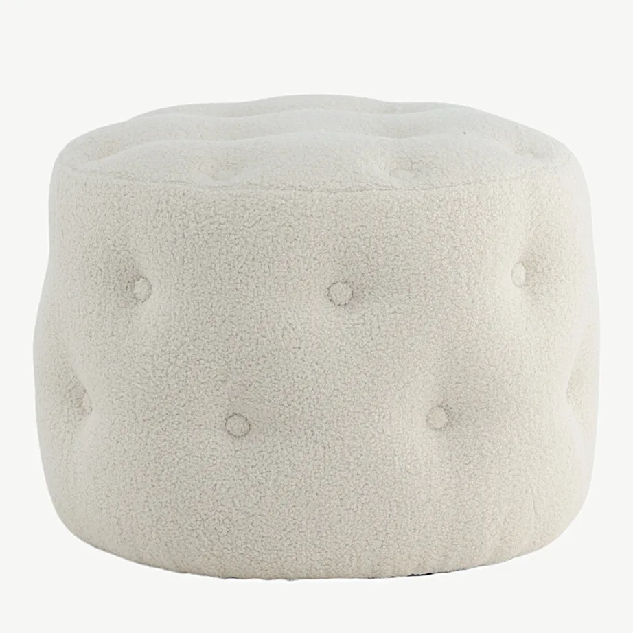 Valge buklee-kangaga ümar tumba Benjamin (Ø55 cm), 15560-400 – 7