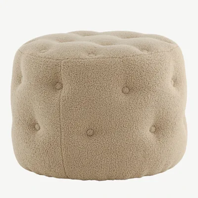 Beež bukleepuff Benjamin (Ø55 cm, kõrgus 44 cm) - 15560-403