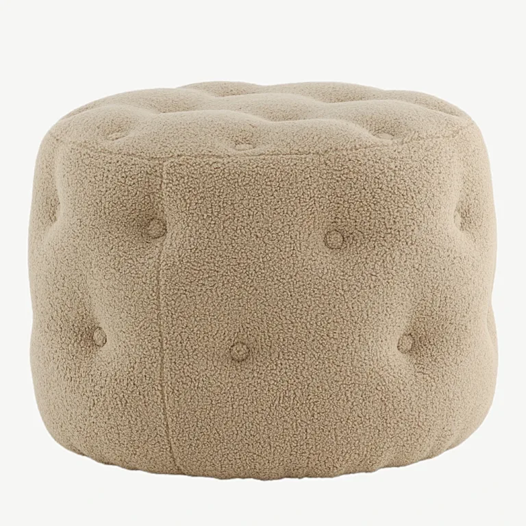 Beež bukleepuff Benjamin (Ø55 cm, kõrgus 44 cm) - 15560-403