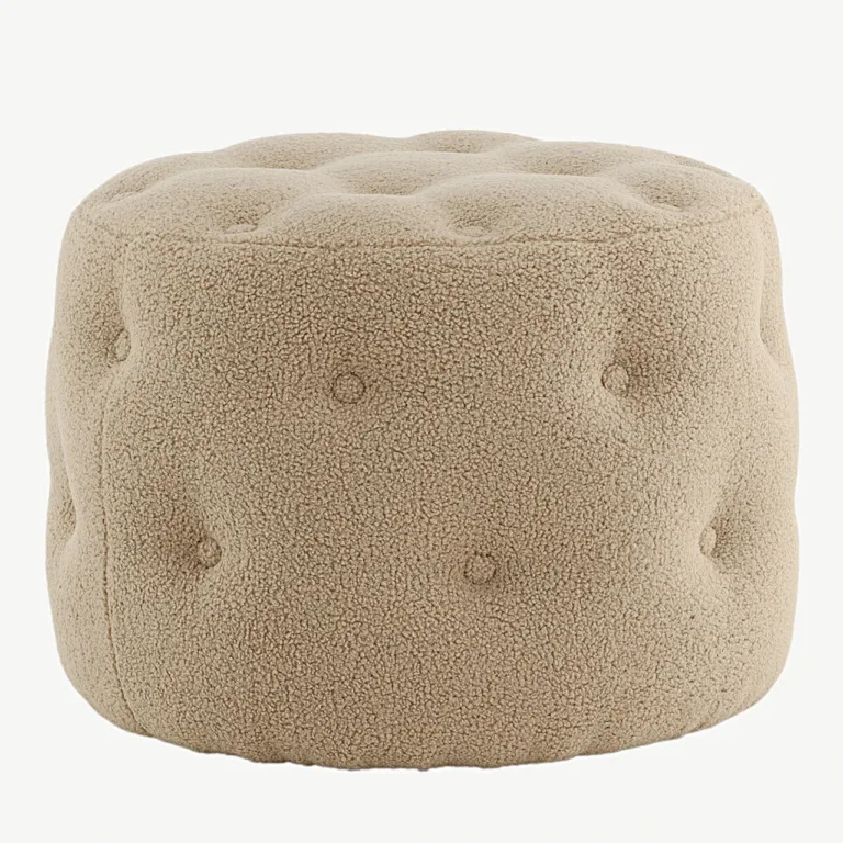 Beež bukleepuff Benjamin (Ø55 cm, kõrgus 44 cm) - 15560-403