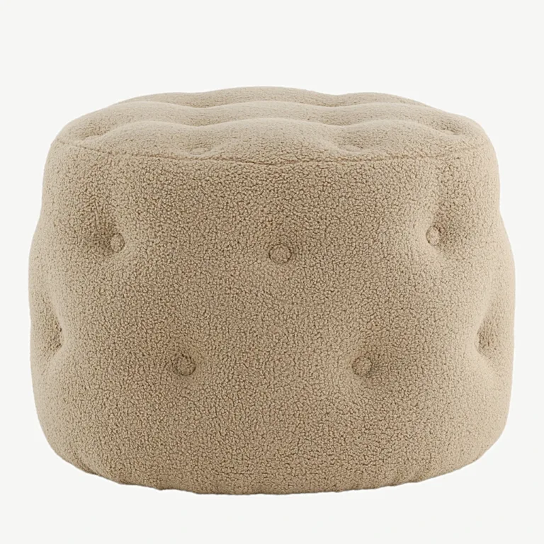 Beež bukleepuff Benjamin (Ø55 cm, kõrgus 44 cm) - 15560-403