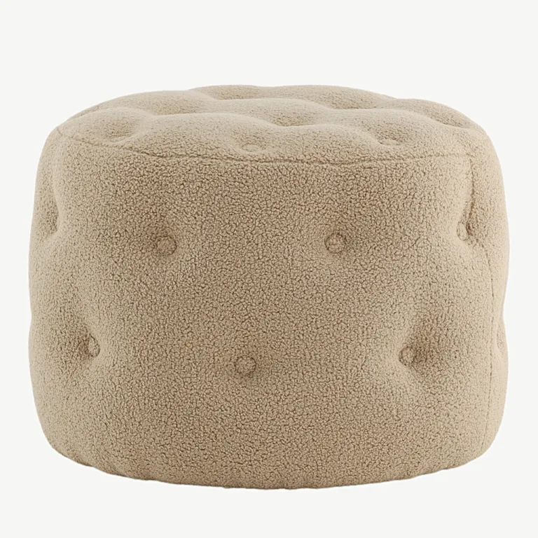 Beež bukleepuff Benjamin (Ø55 cm, kõrgus 44 cm) - 15560-403