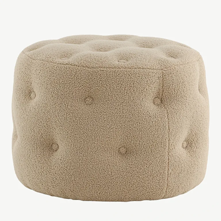 Beež bukleepuff Benjamin (Ø55 cm, kõrgus 44 cm) - 15560-403