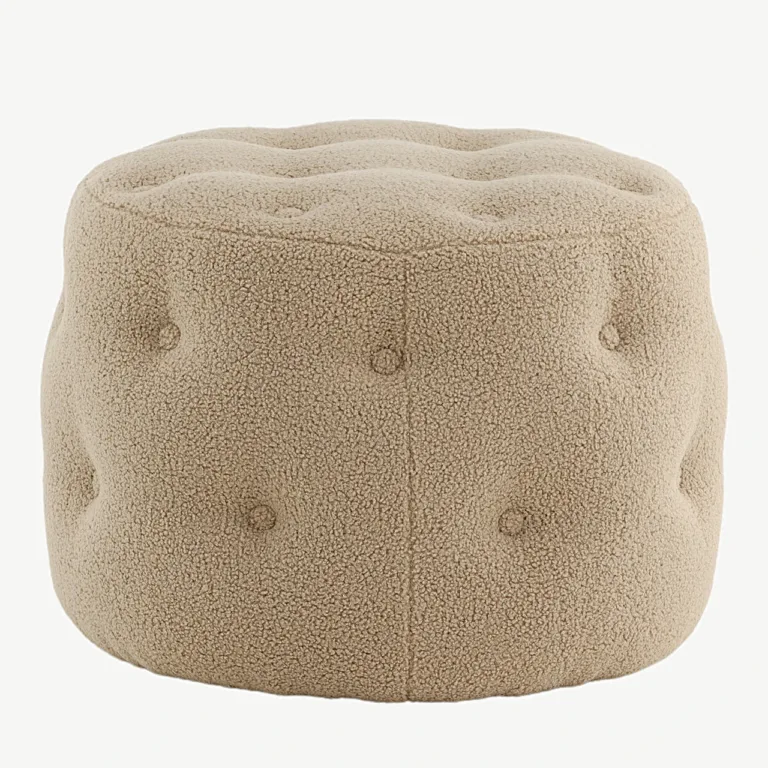 Beež bukleepuff Benjamin (Ø55 cm, kõrgus 44 cm) - 15560-403