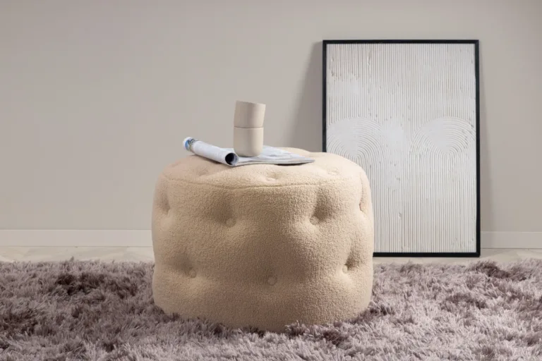 Beež bukleepuff Benjamin (Ø55 cm, kõrgus 44 cm) - 15560-403