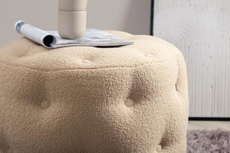 Beež bukleepuff Benjamin (Ø55 cm, kõrgus 44 cm) - 15560-403