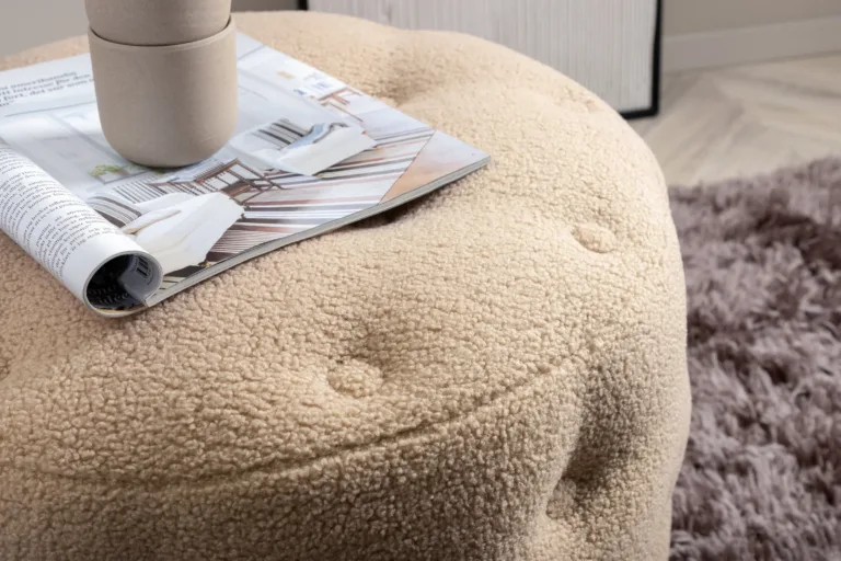Beež bukleepuff Benjamin (Ø55 cm, kõrgus 44 cm) - 15560-403