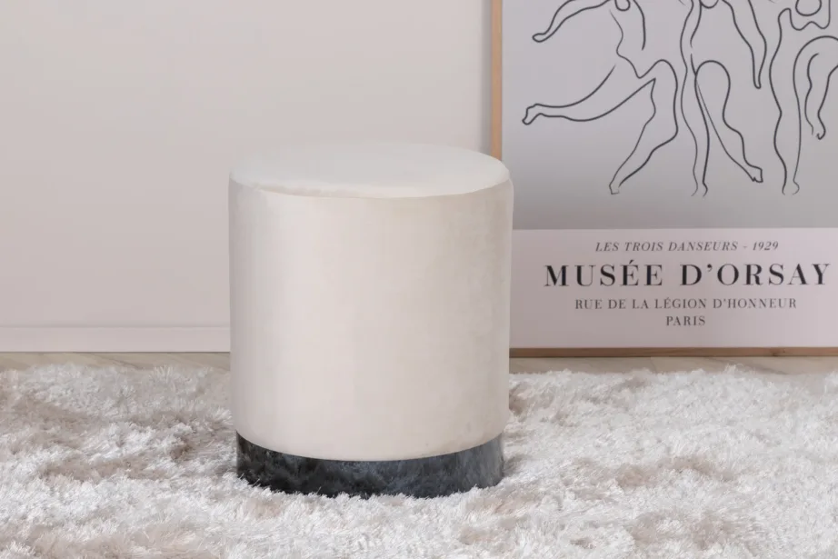 Beež veluurist silindrikujuline tumba musta metallalusega Benji, 15561-880 – 4