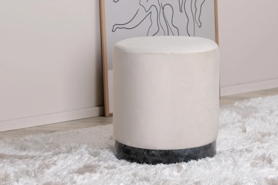 Beež veluurist silindrikujuline tumba musta metallalusega Benji, 15561-880 – 5