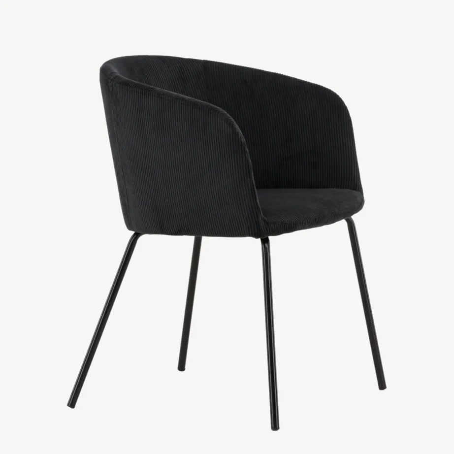 Mustast velvetist Berit söögitool terasjalgadel, 15562-100 – 3