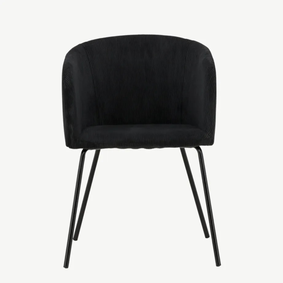 Mustast velvetist Berit söögitool terasjalgadel, 15562-100 – 4