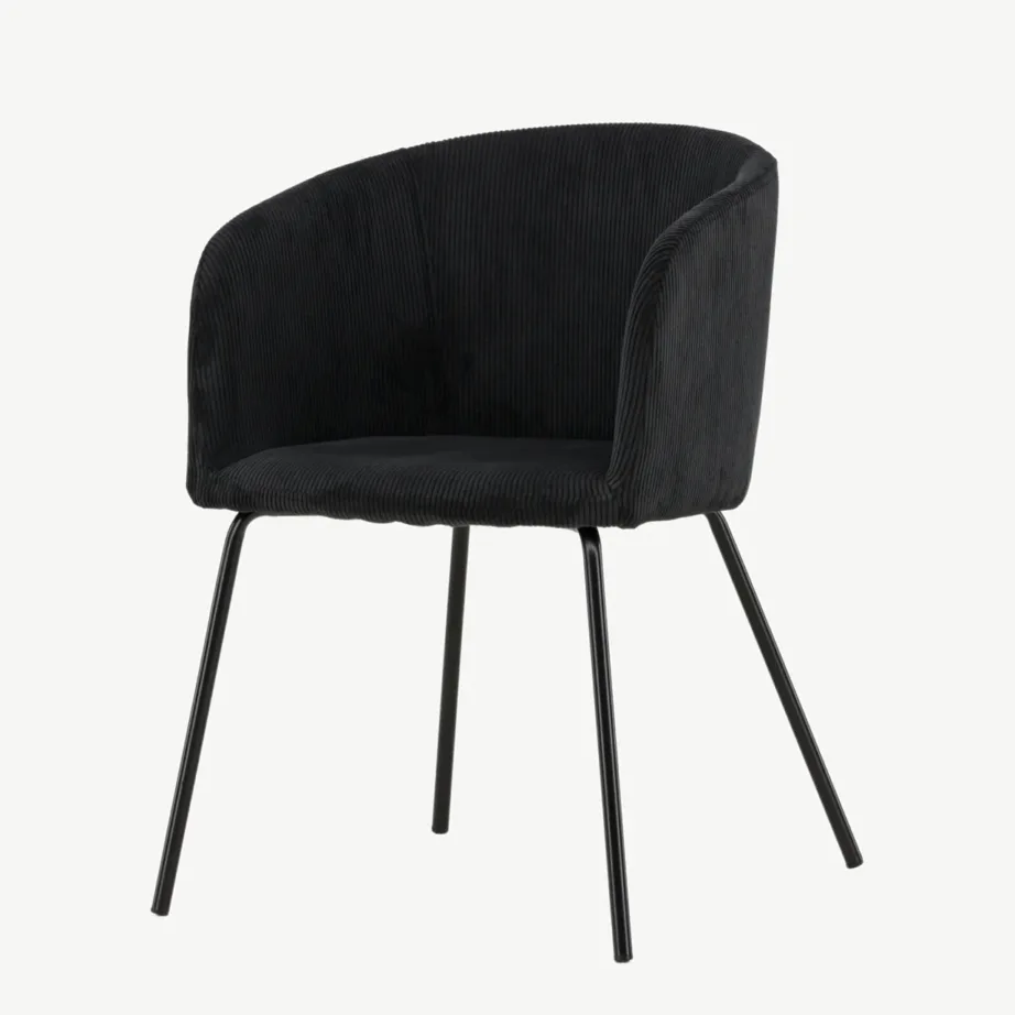 Mustast velvetist Berit söögitool terasjalgadel, 15562-100 – 5