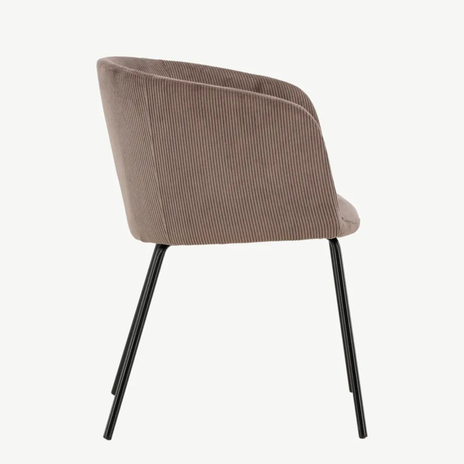 Pruunist soonilisest kangast söögitool Berit mustade terasjalgadega, 15562-103 – 2