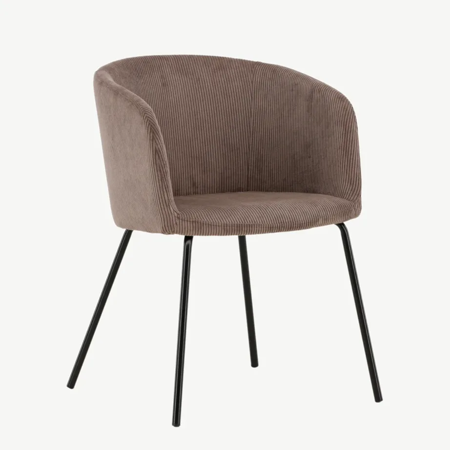 Pruunist soonilisest kangast söögitool Berit mustade terasjalgadega, 15562-103 – 3