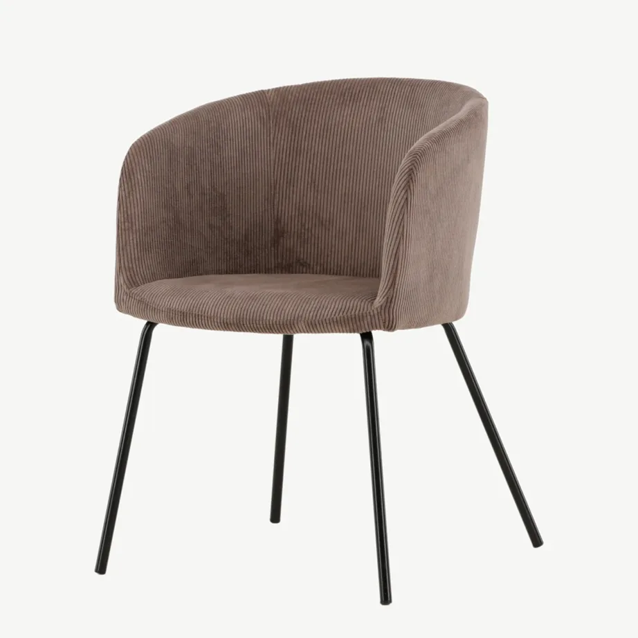 Pruunist soonilisest kangast söögitool Berit mustade terasjalgadega, 15562-103 – 5