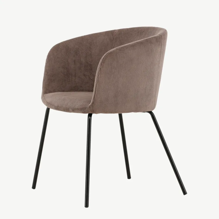 Pruunist soonilisest kangast söögitool Berit mustade terasjalgadega, 15562-103 – 6