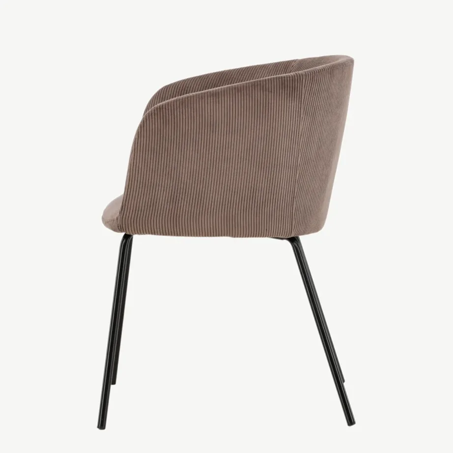 Pruunist soonilisest kangast söögitool Berit mustade terasjalgadega, 15562-103 – 7