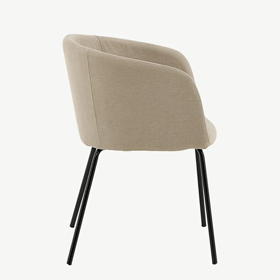 Beriti beež polüesterlinase kattega söögitool mustade terasjalgadega, 15562-810 – 2