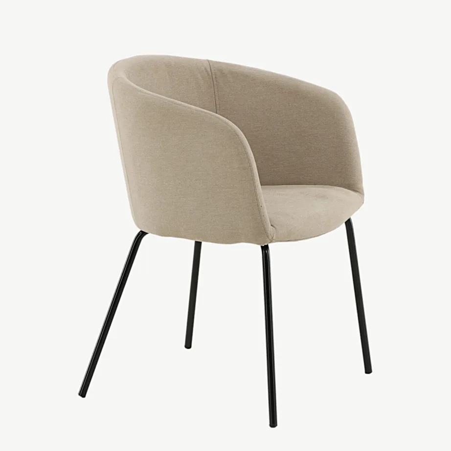 Beriti beež polüesterlinase kattega söögitool mustade terasjalgadega, 15562-810 – 3