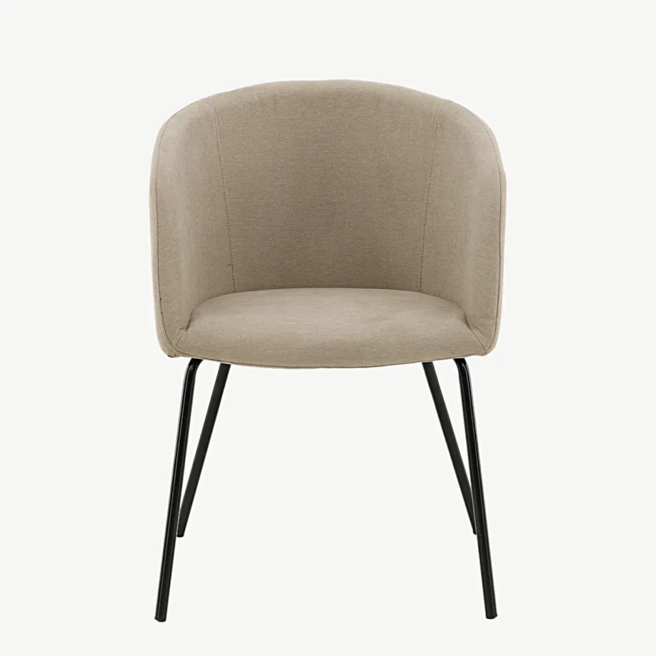 Beriti beež polüesterlinase kattega söögitool mustade terasjalgadega, 15562-810 – 4