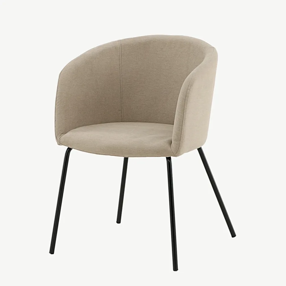 Beriti beež polüesterlinase kattega söögitool mustade terasjalgadega, 15562-810 – 5