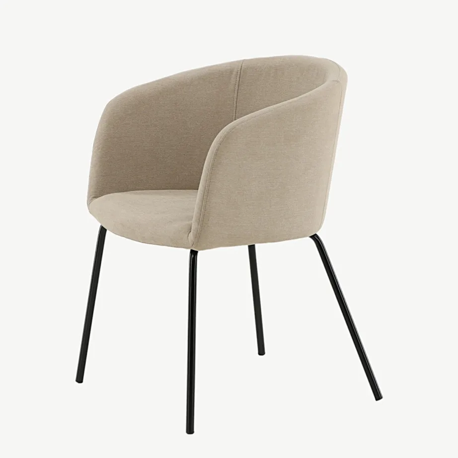 Beriti beež polüesterlinase kattega söögitool mustade terasjalgadega, 15562-810 – 6